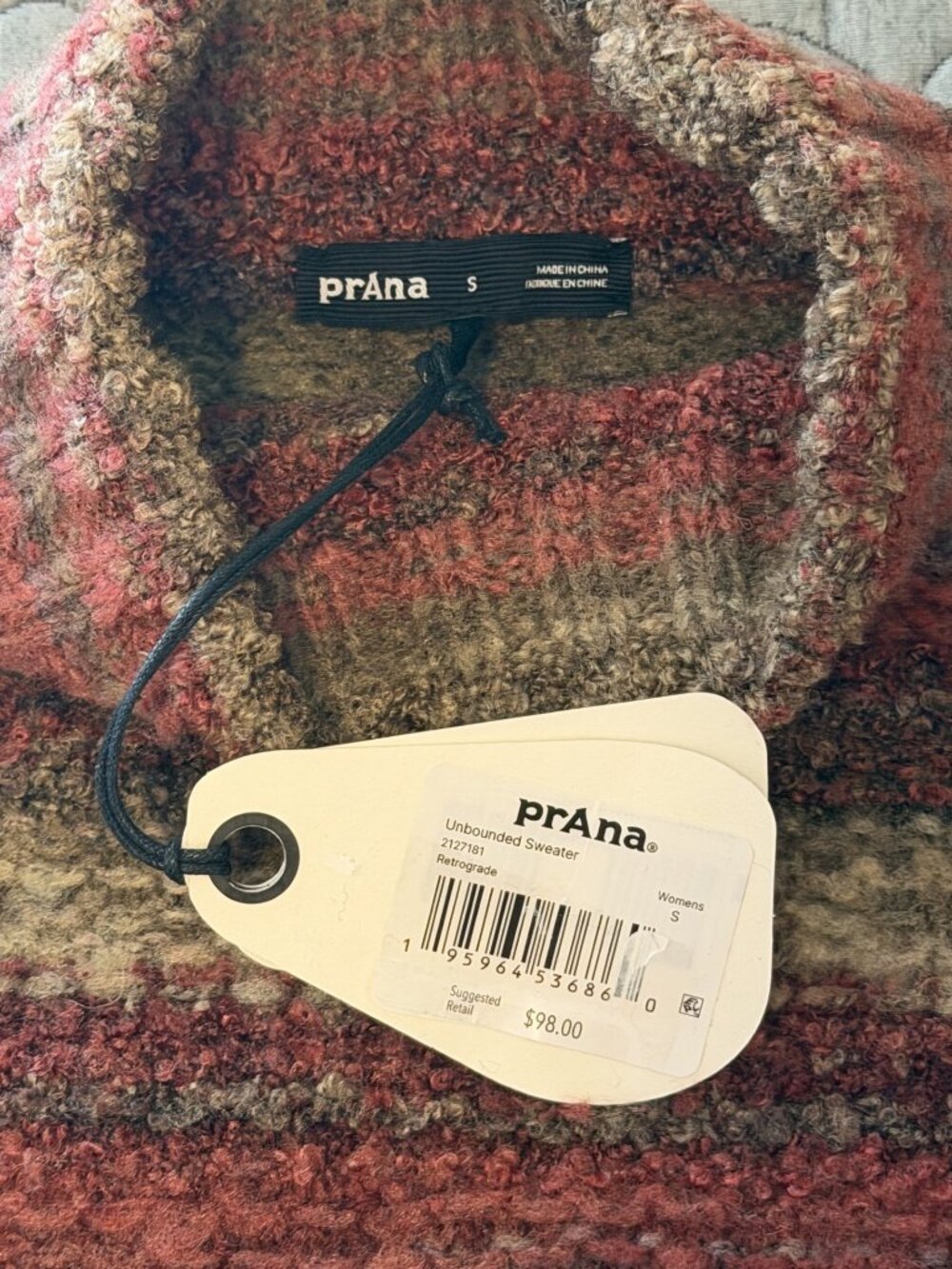 Prana NWT Unbounded Wool Blend Mock Turtleneck Sweater in fall colors-Size Small - Picture 7 of 7